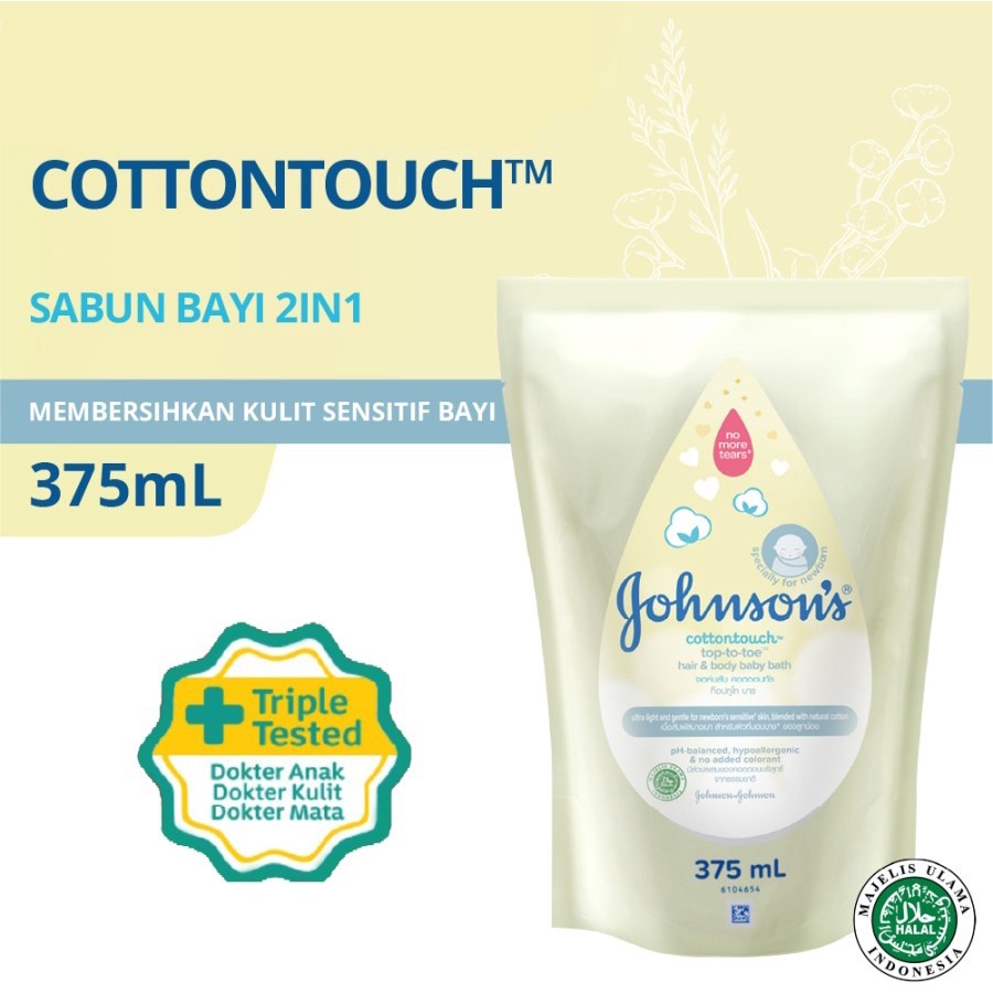 JOHNSON'S Cottontouch Top-to-toe Hair &amp; Body Bath Refill Pouch 375 ml