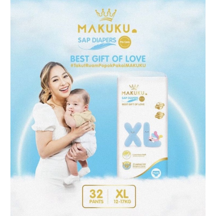 Makuku Air Diapers Premium Pro Care Pants XL32 - Popok Bayi Celana