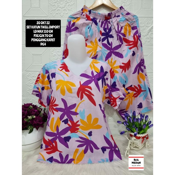 setelan katun twill import