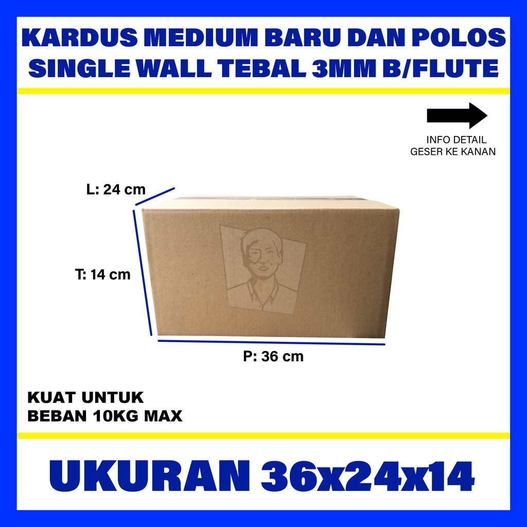 

Kardus Box Karton Packing Polos Ukuran 36x24x14