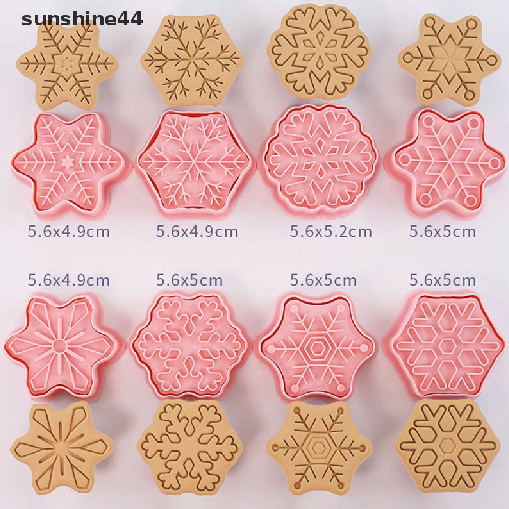 Sunshine 8Pcs / Set Cetakan Pemotong Adonan Kue Desain Snowflake Untuk Baking