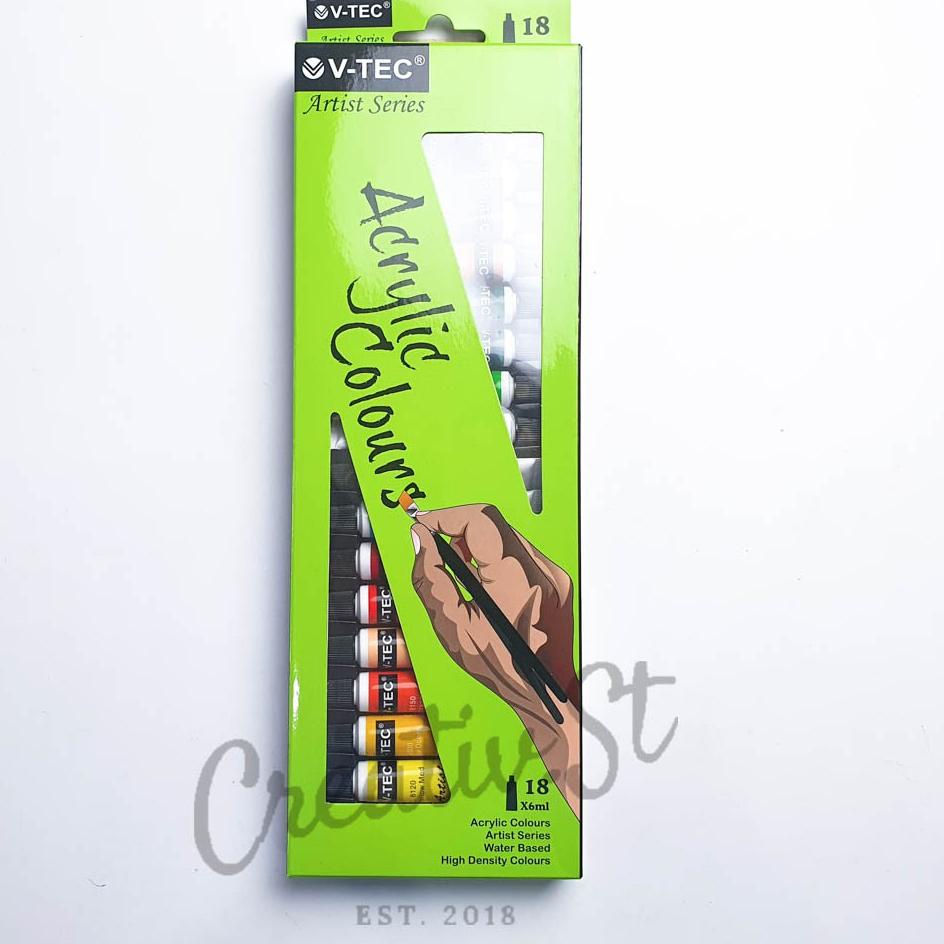 Update Gembira Acrylic V-tec 18 Warna Cat Akrilik Vtec Set Paint