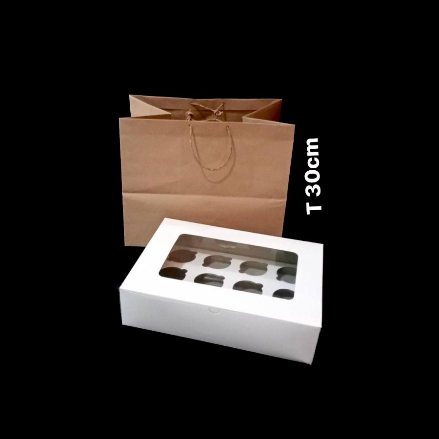 

5 Pcs Paperbag Coklat Polos Muat Box Cupcake 12 Lubang Tas Jinjing Goodie Bag Packaging Kotak Box Cake Ukuran 27x37x30 cm