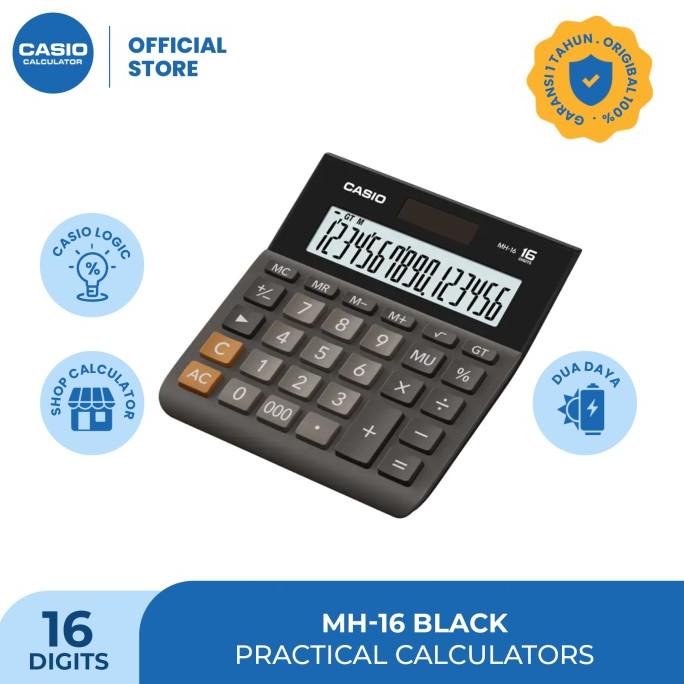 

[COD] Casio Wide H Series Calculator MH-16 Black TERUJI Kode 1048