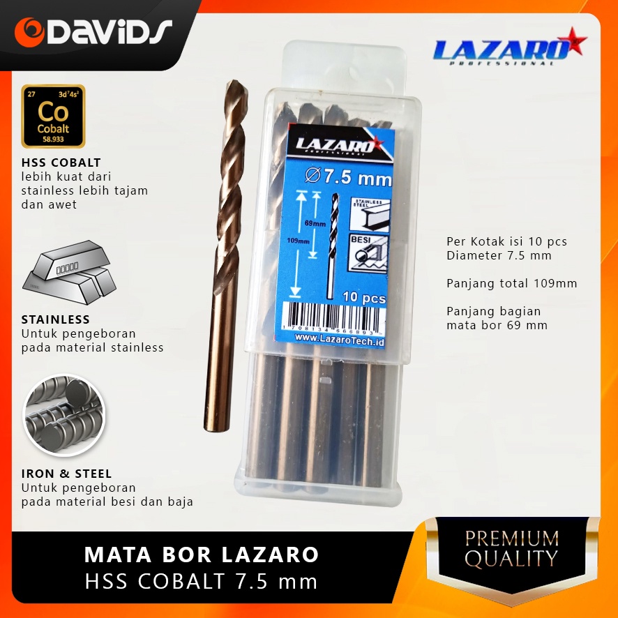 Mata Bor Besi Baja Ringan Stainless Hss Cobalt Lazaro