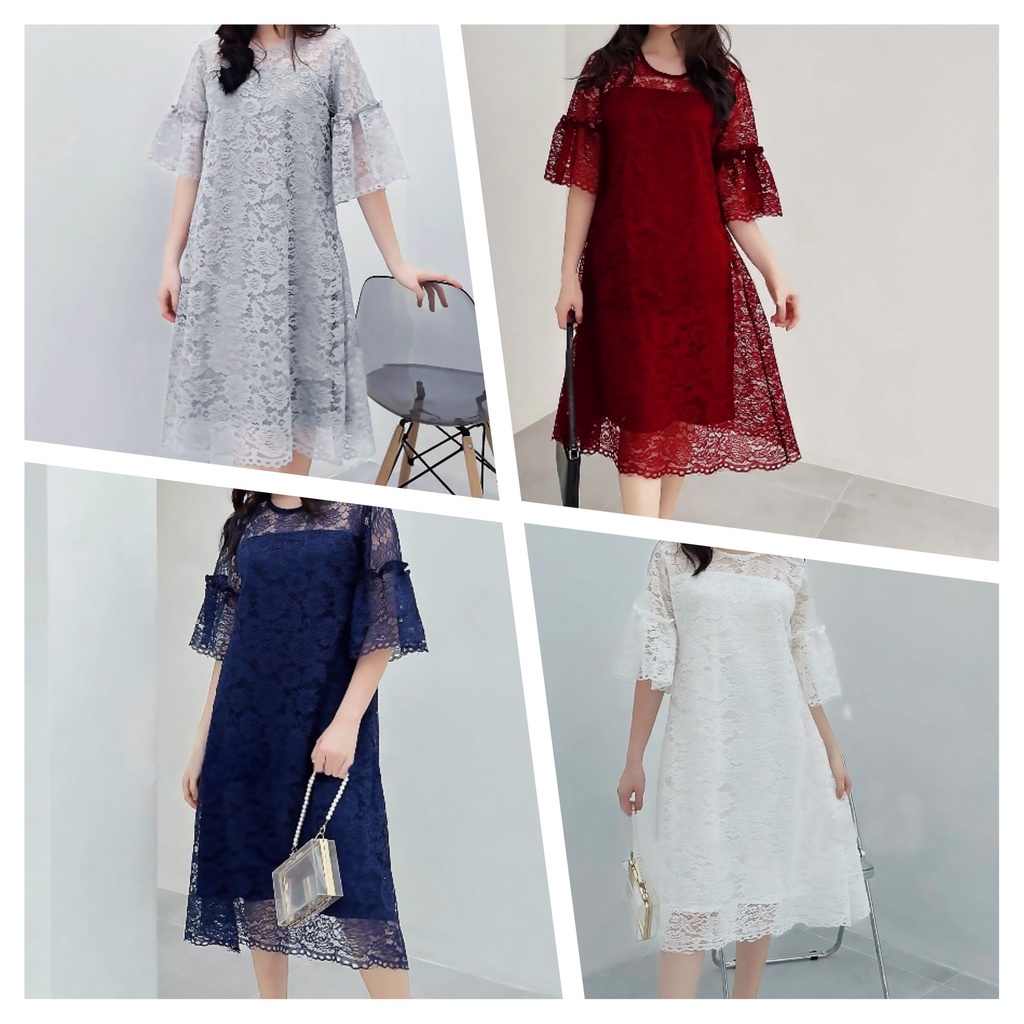 MINI DRESS BRUKAT NATAL EVANIA GAUN PESTA KONDANGAN MODEL WANITA KOREA SIMPLE DAN ELEGAN DRESS BROKA