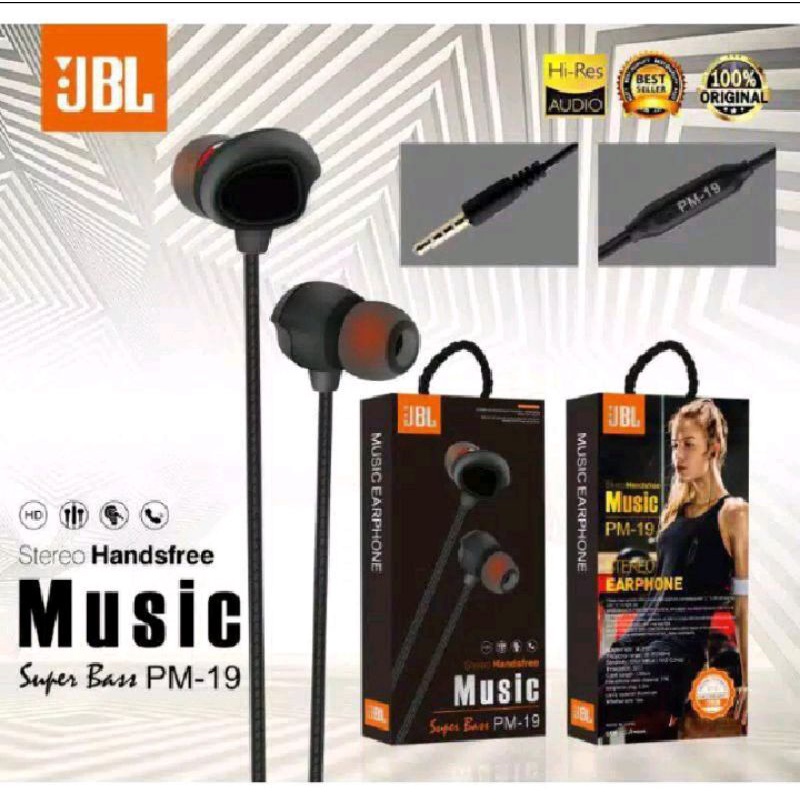 Handsfree JBL PM-19
Handsfree dengan kualitas extra bass