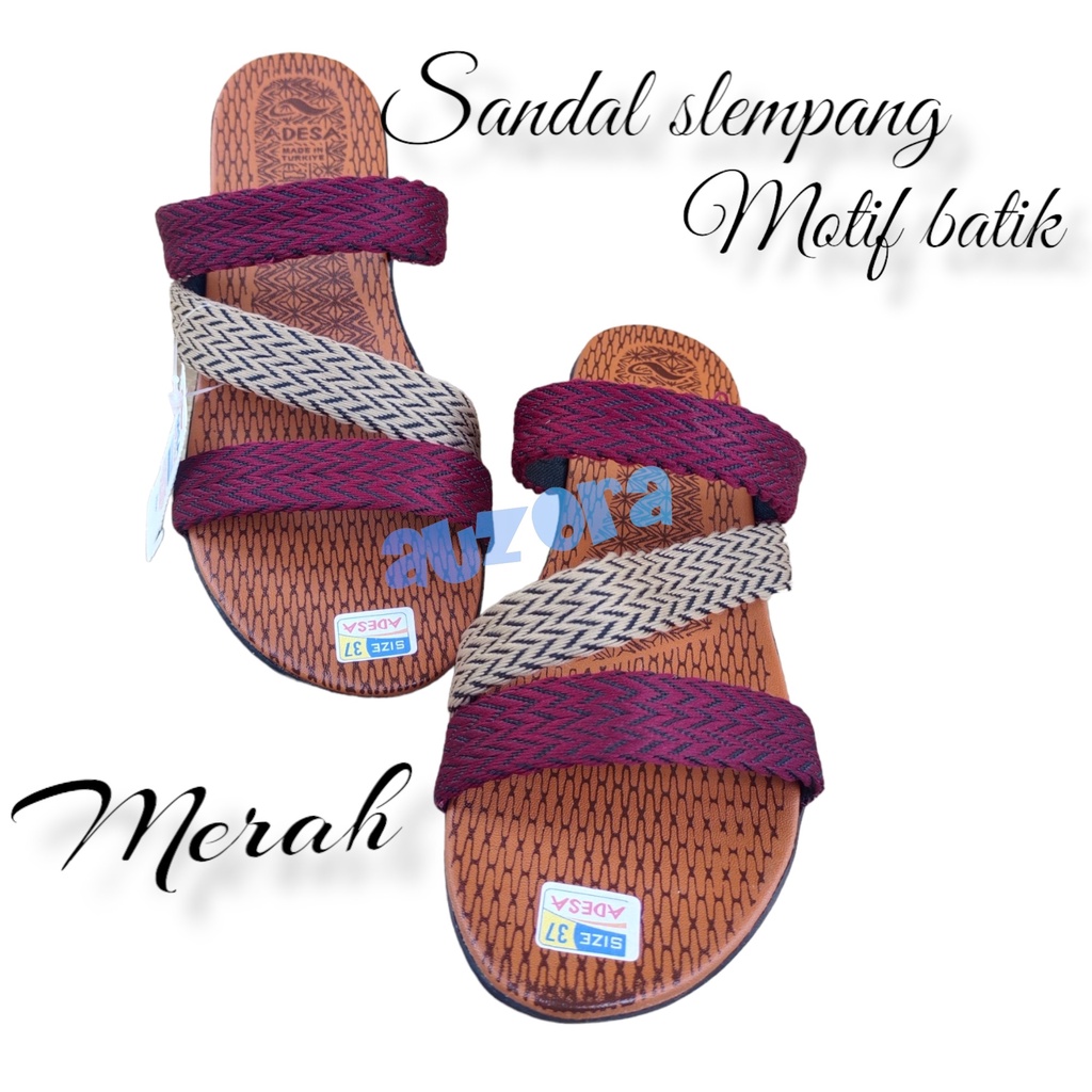 promo cuci gudang sandal murah wanita slempang motif batik turki empuk - sandal flat sandal perempuan dewasa, sandal karet, sandal santai, sandal brukat, sandal slop sandal masa kini slip on sandal terbaru