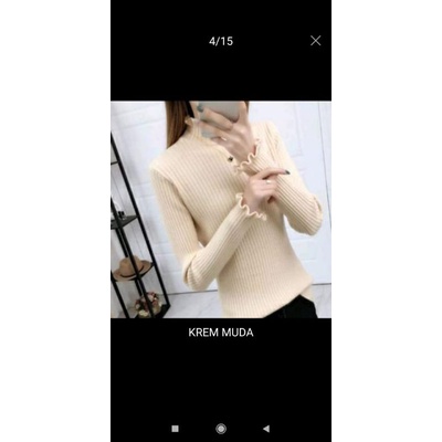 DAISY SALUR CURLY  INER RAJUT KNIT TURTLENECK POLOS WANITA