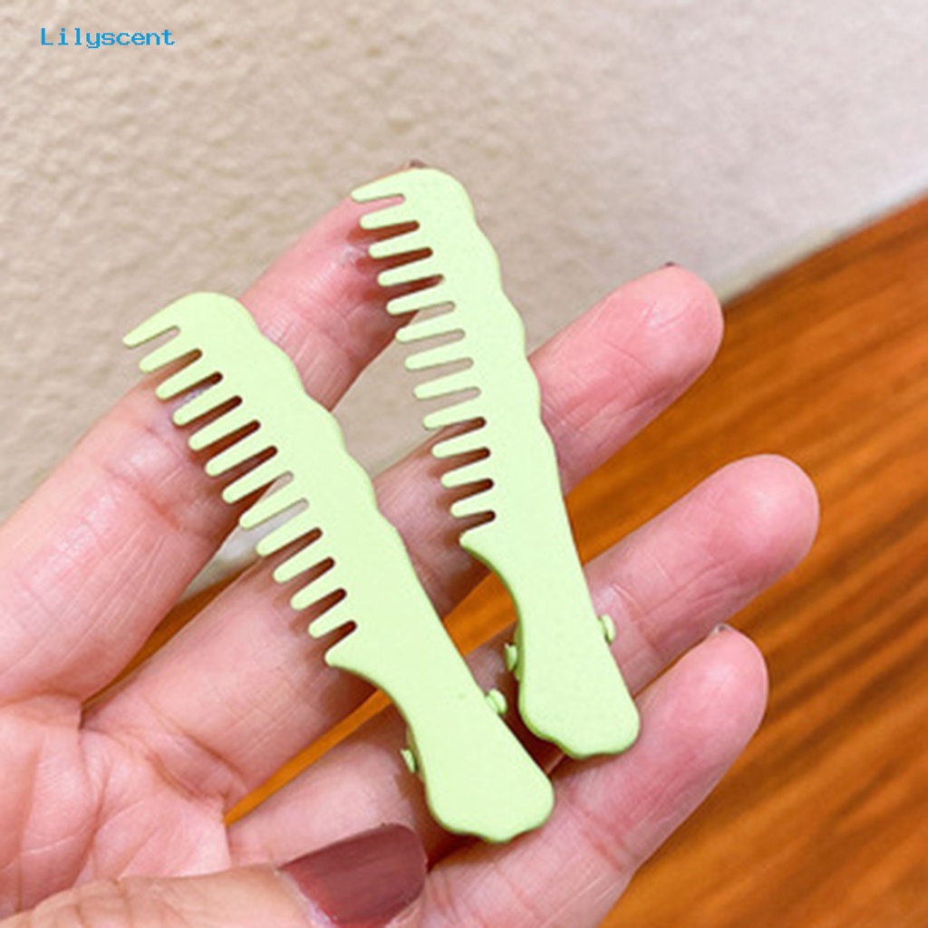 Jepit Rambut Poni Portabel Bentuk Sisir Warna Solid Anti slip