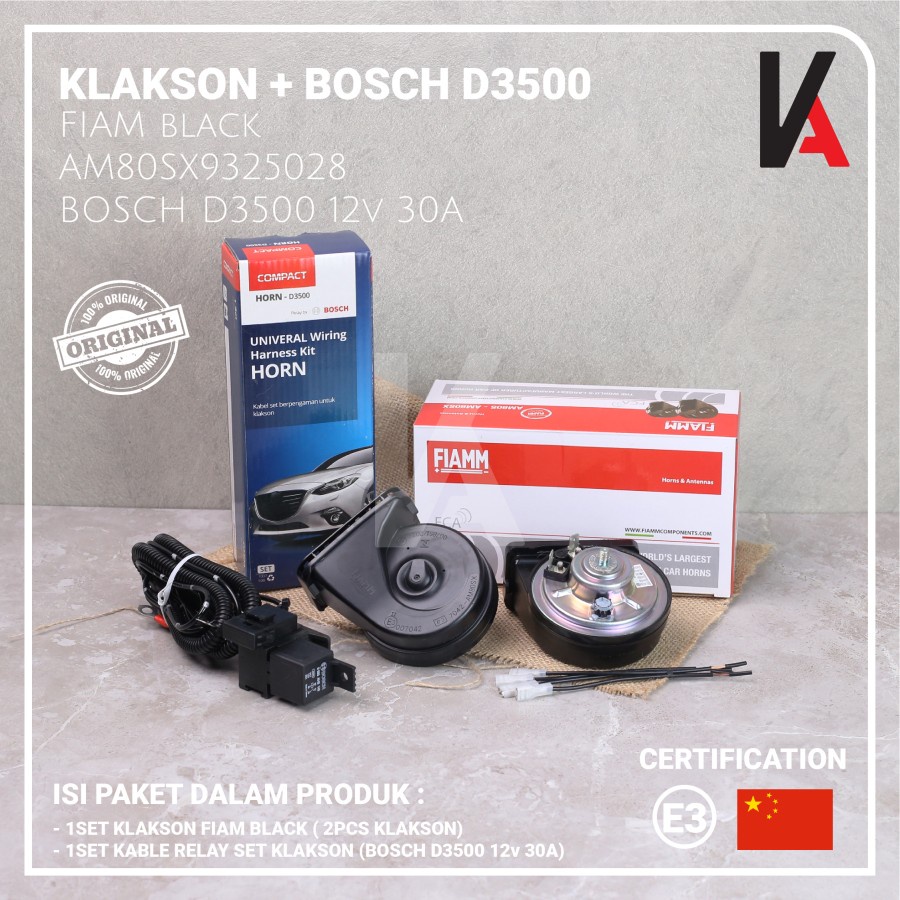 KLAKSON KEONG FIAMM ITALY 12V WATERPROOF + KABEL RELAY BOSCH D3500