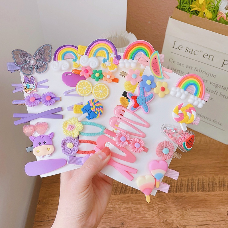 COD❤️ 14 Buah Jepit Rambut Lucu Set Poni Jepit Rambut Bunga Buah Bayi Perempuan Jepit Rambut Aksesoris Rambut-A.one