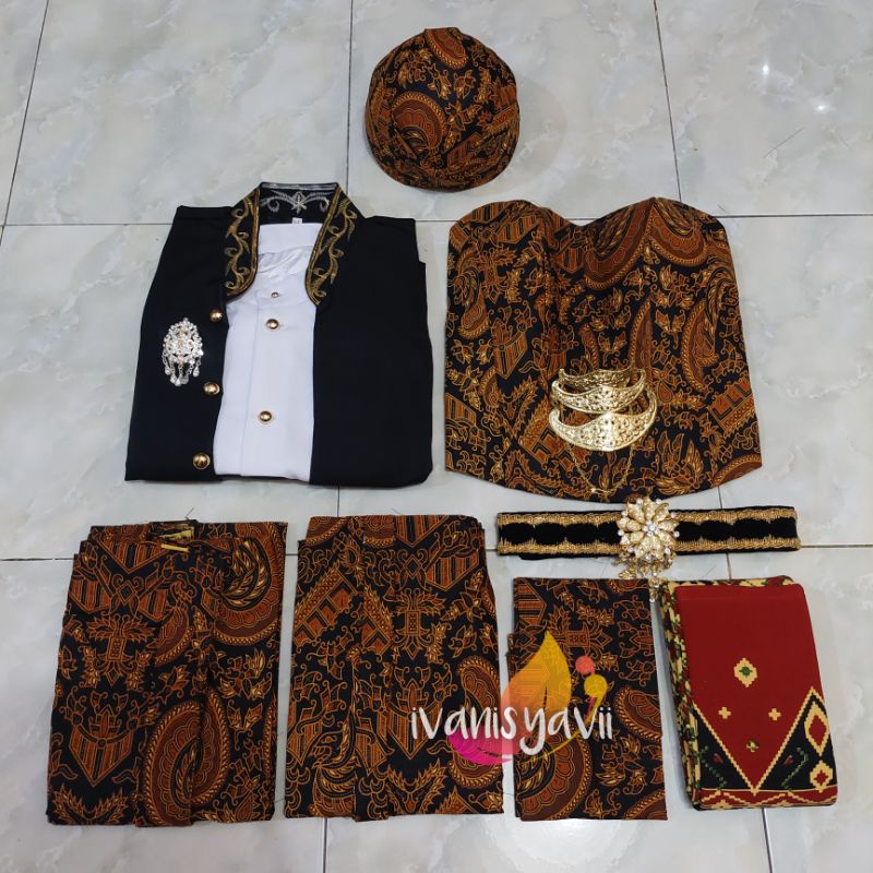 (1 Set) Baju Prewedding / Baju Adat / Basahan Motif Semen Romo