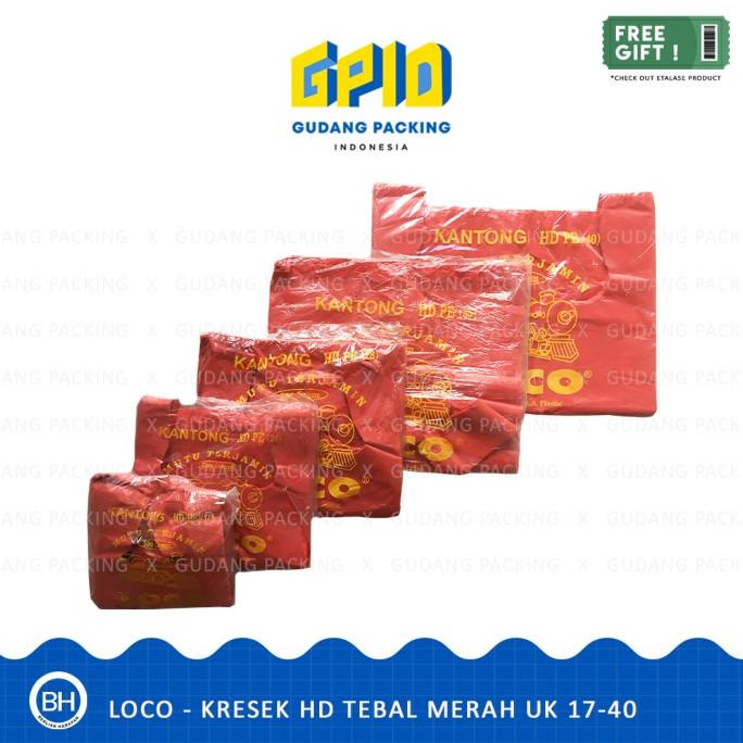 

LOCO - Kantong Plastik Kresek HD PE Tebal Merah Uk 17-40