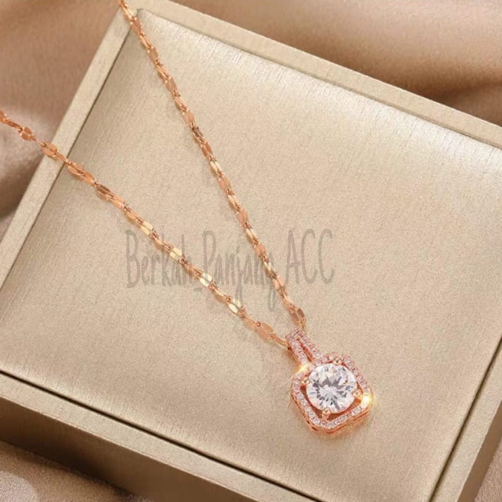 Kalung KOTAK FULL PERMATA ZIRCON Perhiasan super berkelas fashion korea anti karat dan anti luntur ini