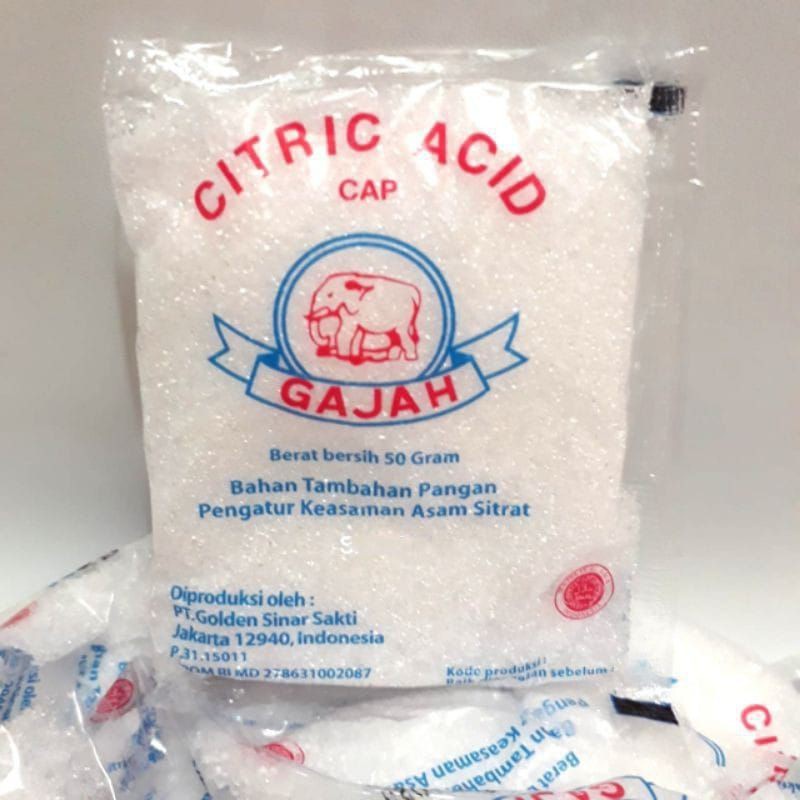 Jual Citric Acid Cap Gajah Asam Citrun 50gr Shopee Indonesia