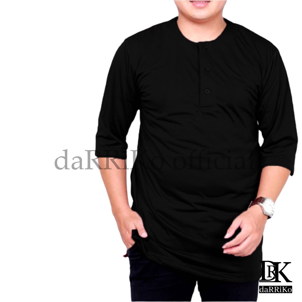 Koko Kurta Bahan Kaos Kaos Kurta Lengan 3/4 Baju Koko Kaos Pria Baju Koko Kaos Kekinian Kurta Kaos M