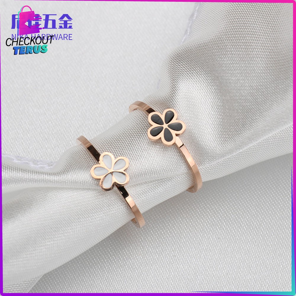 CT K131 Cincin Fashion Wanita Ala Korea Cincin Dewasa Motif Simple Anti Karat Bahan Titanium Steel Motif Bunga