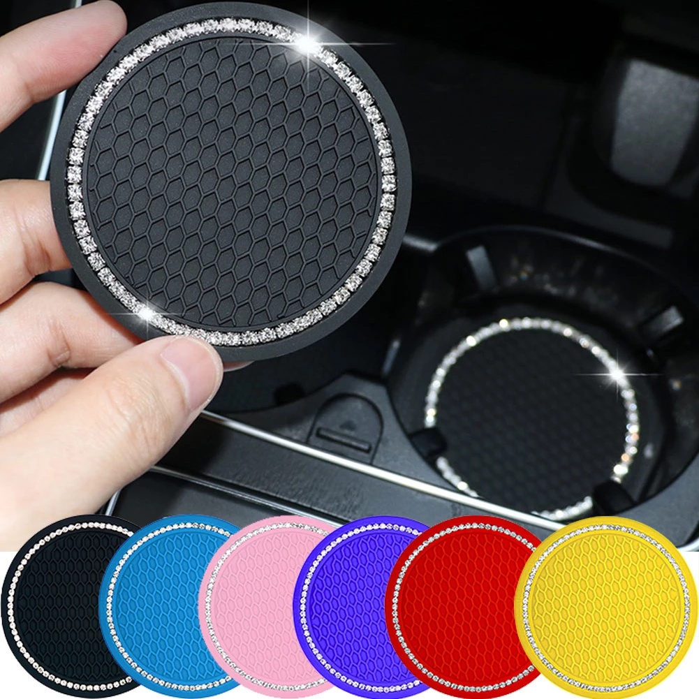 Car anti-slip water cup cushion diamond Berlian Imitasi bling Dekorasi auto interior Cangkir Botol anti Selip Karet Tikar Aksesoris Mobil