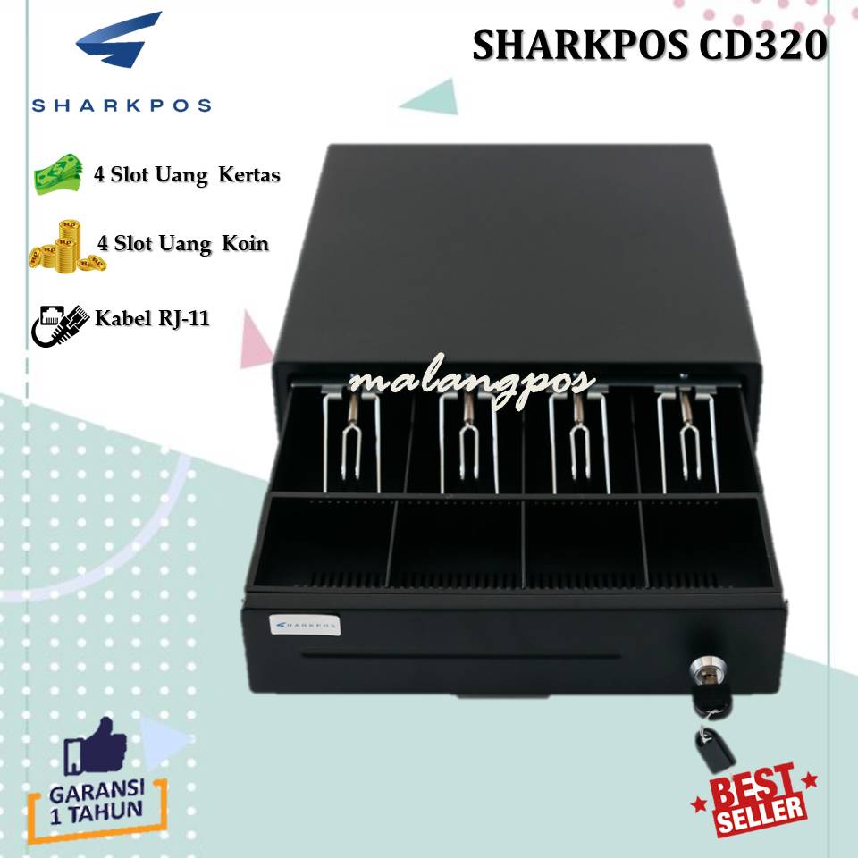 [SALE] Cash Drawer Sharkpos CD 320 CD320 Laci Uang Kasir RJ11 37x33