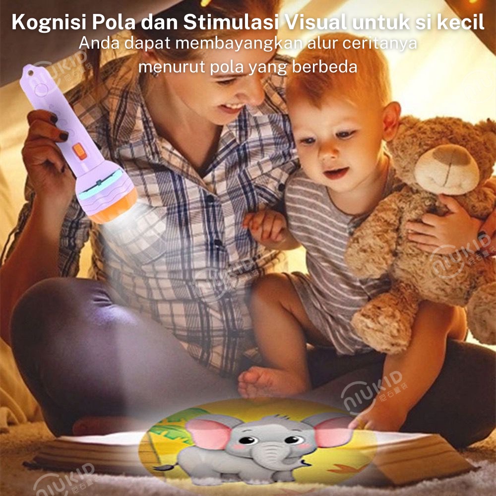 NIUKID MAINAN ANAK SENTER PROYEKTOR FUN FLASHLIGHT MAINAN PROYEKTOR GAMBAR MAINAN EDUKASI