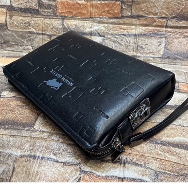 Handbag Clutch Braun Buffel Tas Tangan Lock Kunci Pria_Wanita Kulit Premium Import