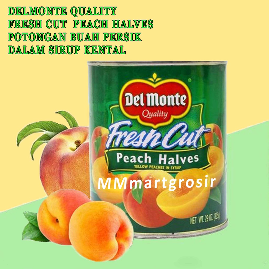 Delmonte / Fresh Cut Peach Halves / Potongan Buah Persik Dalam Sirup Kental / 825g