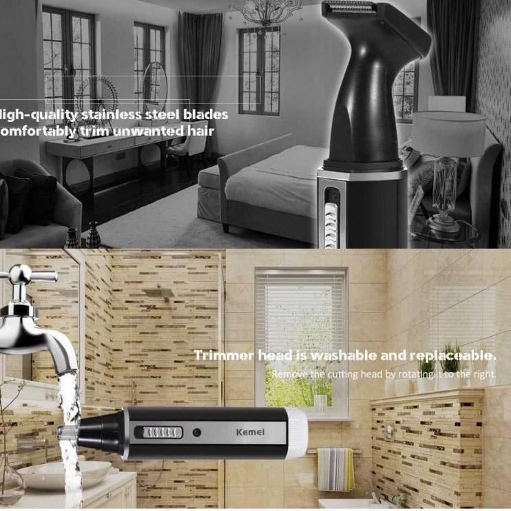 Semuanya baru--Alat Cukur KEMEI KM-6630 Alat Cukur Elektrik Jenggot Kumis Bulu Hidung 4 in 1 Kemei
