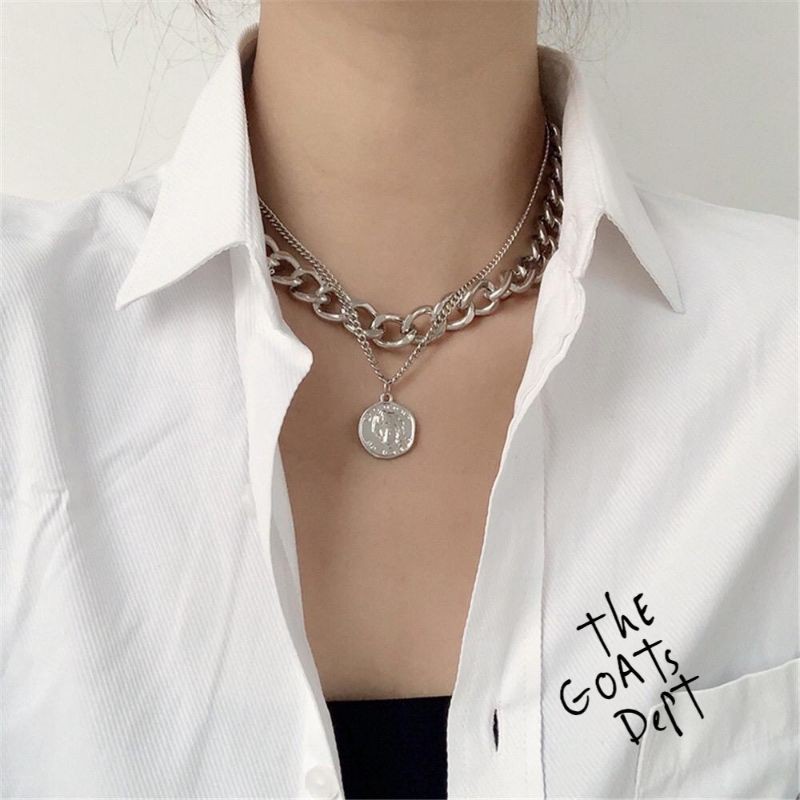 The Goats Dept Versace Coin Chain Necklace / tgd162 kalung medusa koin coin pendant style skena stai