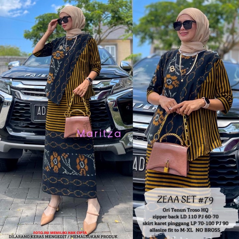 [termurah] zeaa set atasan dan rok batik tenun