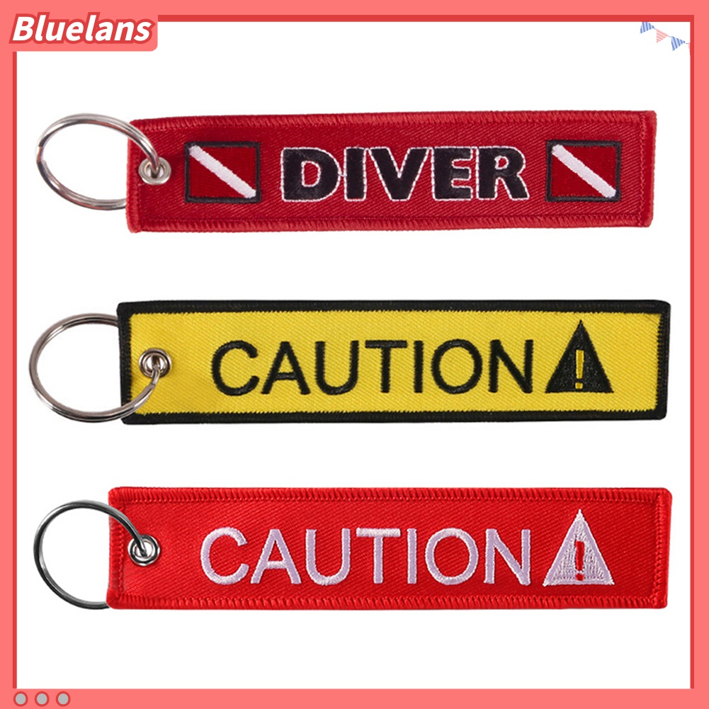 Gantungan Kunci Bordir Motif Tulisan CAUTION DIVER Untuk Hadiah