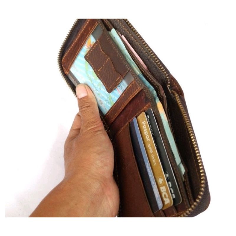 Dompet Import kulit asli pria wanita Levis model Seleting resleting putar