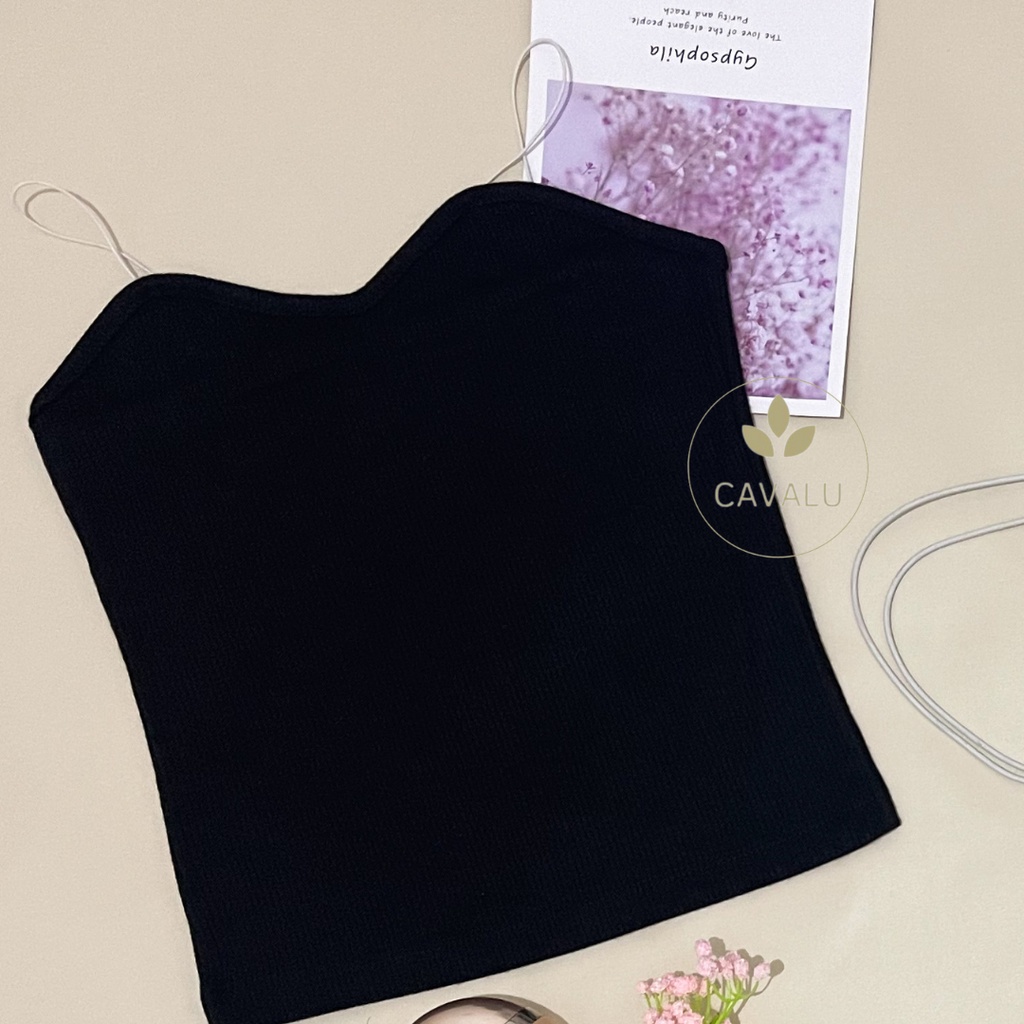 CAVALU Korean Tanktop Crop Top Korea Tank Top Spaghetti Baju Atasan Wanita 051