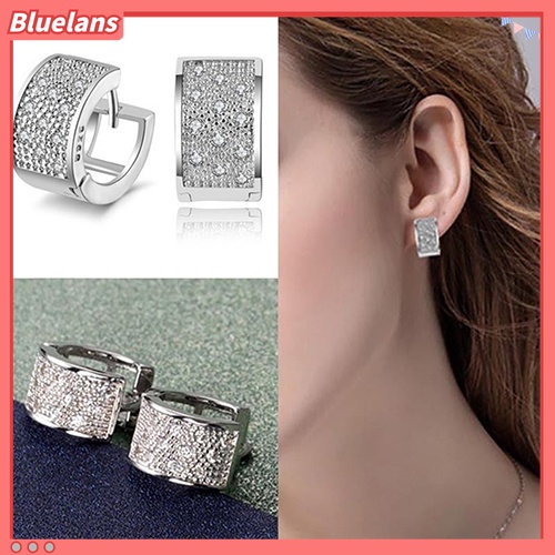 Anting Stud Hoop Kristal Bahan 925 Sterling Silver Untuk Wanita