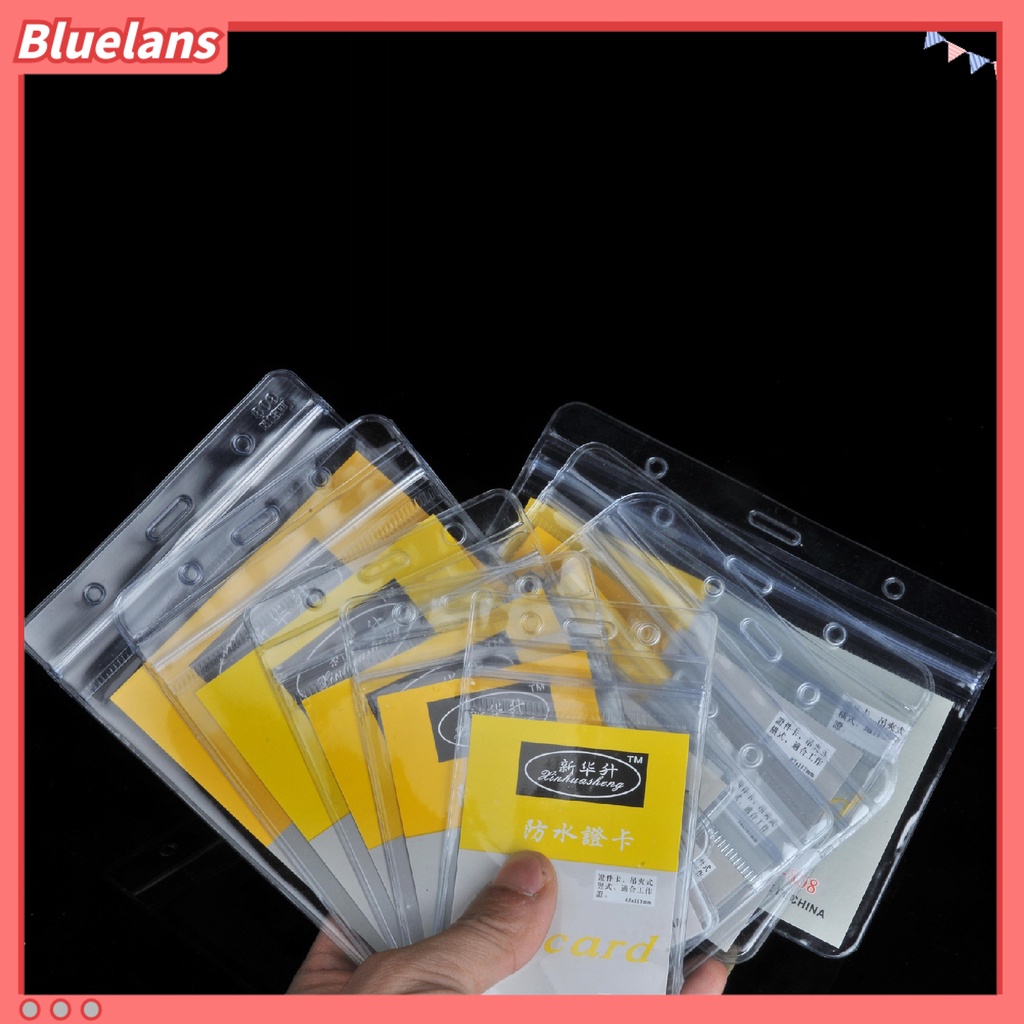 10Pcs Tempat Kartu Tanda Pengenal: Bahan Plastik Transparan/Bentuk Vinyl/Dengan Seleting