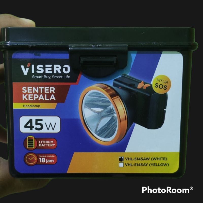 Senter Kepala VISERO 45WATT || Cahaya Putih headlamp