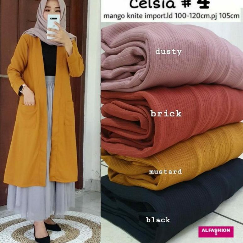 FASHION MUSLIM PAKAIAN WANITA ATASAN OUTWEAR OUTER CELSIA CARDI MANGO KNIT CARDIGAN KEKINIAN  ▫ CKK.