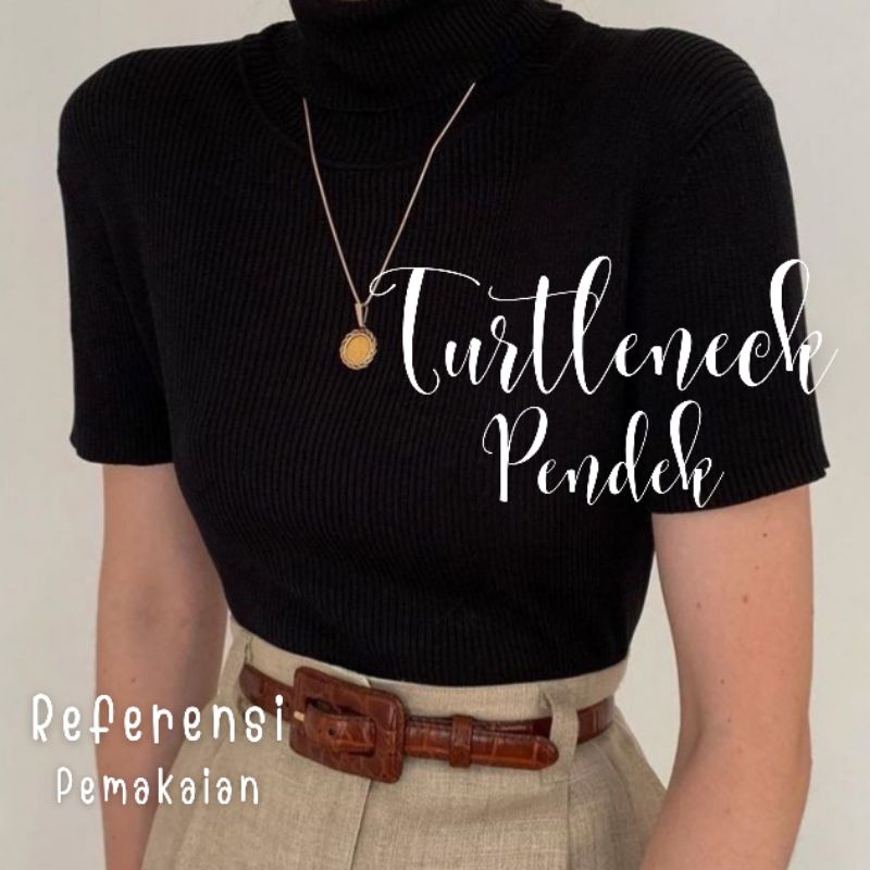 TURTLENECK RIB PENDEK // KAOS RIBB KERAH TINGGI LENGAN PENDEK