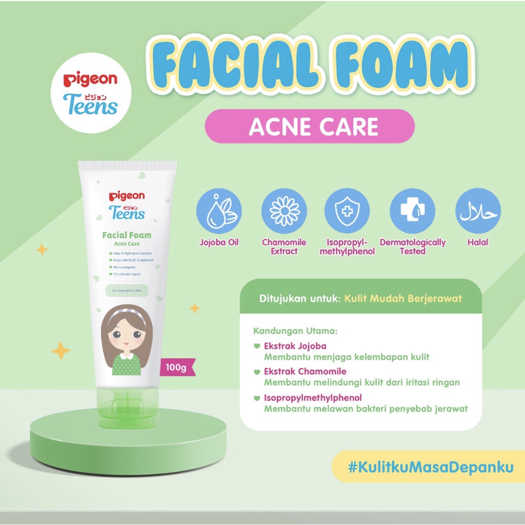 Pigeon Teens Facial Foam for All Skin / Sabun Muka / Pembersih Wajah / Acne / Daily Mild Normal / Oil