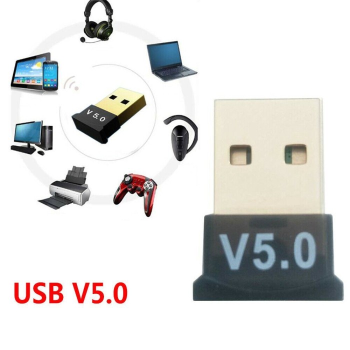 USB Bluetooth V5.0 Adapter Transmitter Receiver Dongle CSR For Laptop PC Dual Mode