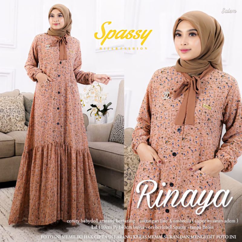 BISA COD ( BAYAR DI TEMPAT ) GAMIS TERBARU RINAYA MAXY DRESS WANITA MUSLIMAH ORIGINAL SPASSY