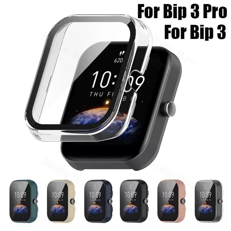 Case Cover Amazfit Bip 3 Bip 3 Pro - Full Screen Protector Tempered Glass Case