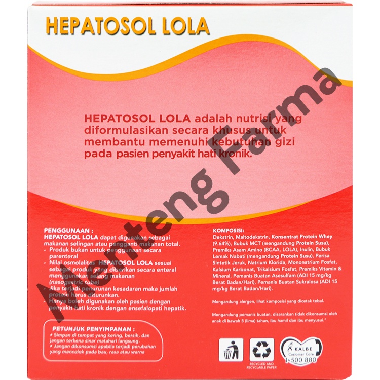 Hepatosol Lola Orange 249 Gram - Susu Nutrisi Khusus Pasien Gangguan Hati Berat