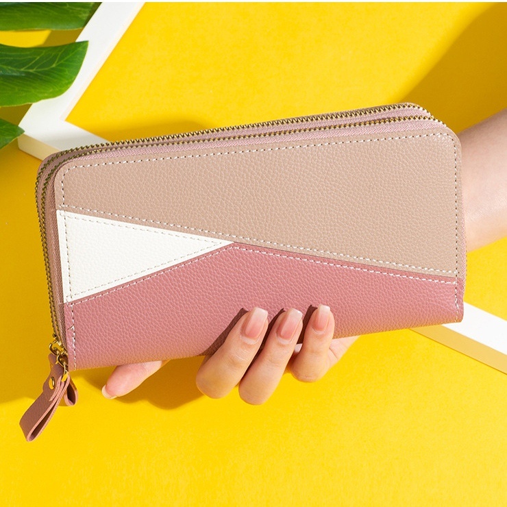 DOMPET PANJANG WANITA PINK GASTELLA MUAT BRANDED WA575P3 PREMIUM 2 RESLETING KULIT HP BESAR KARTU UANG KOIN TALI PENDEK CEWEK BATAM IMPORT MURAH KEKINIAN