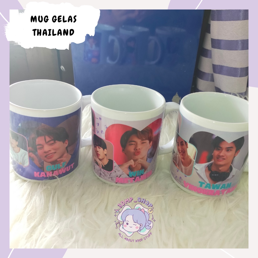 [MOHON TAMBAH BUBLE WRAP] MUG GELAS AKTOR THAILAND COSTUM REQUEST GAMBAR