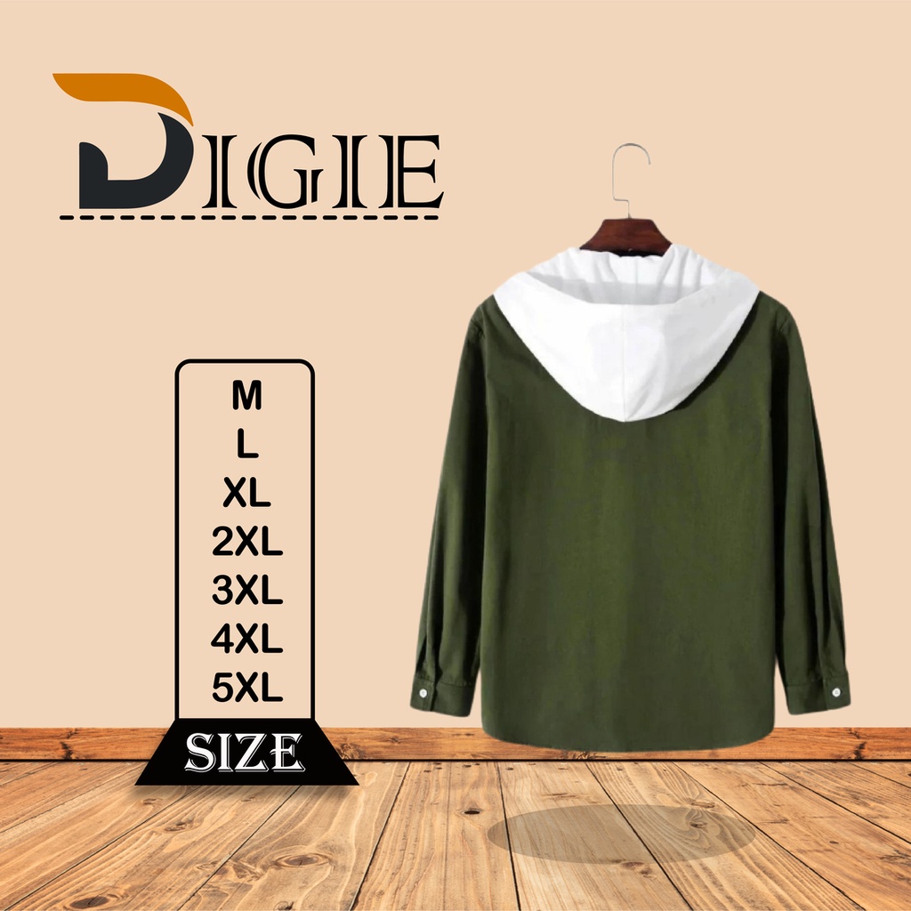 Hoodie Pria Hijau Army Polos