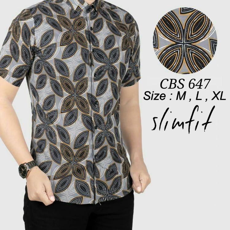 Produk Oke--CBS 767 HEM KEMEJA BATIK PRIA SLIM FIT LENGAN PENDEK COLIN DION