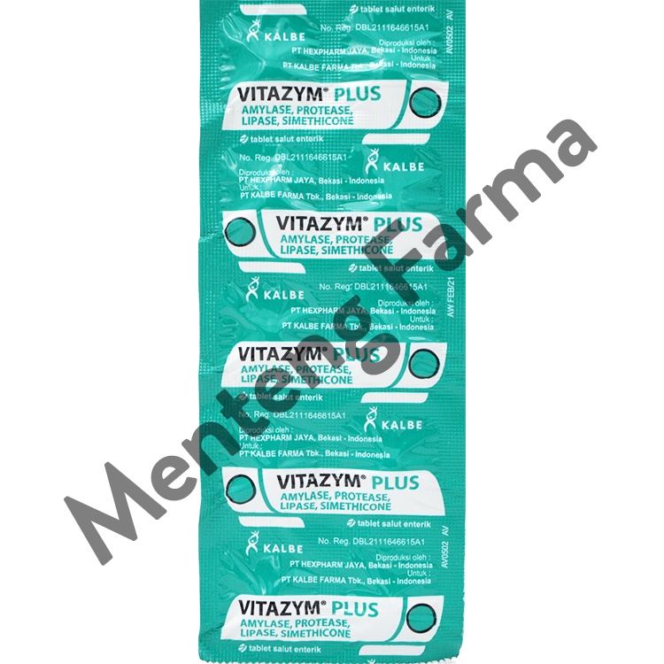 Vitazym Plus Strip 10 Tablet - Obat Pencernaan, Kembung dan Mual