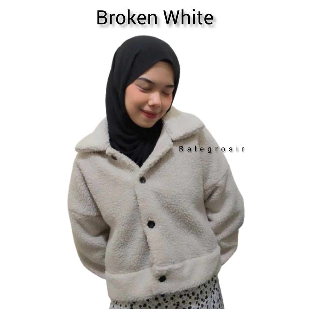 Jaket crop Bulu Furry Korea oversize