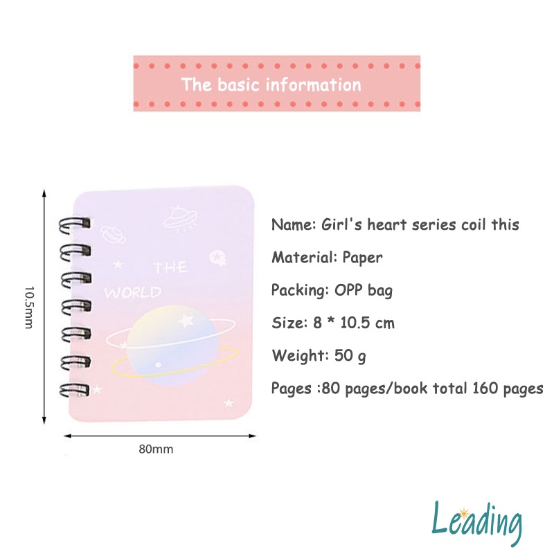 A7  Rollover Coil Buku Notebook Mini Kartun Lucu Mini Notebook Diary Portable Notebook Journal Alat Tulis-Le-8
